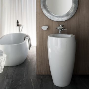 Раковина напольная Laufen (Лауфен) Alessi One 53х53х90см, 1 отверстие, свободностоящие, покрытие LLC, цвет: белый 8.1197.2.400.104.1