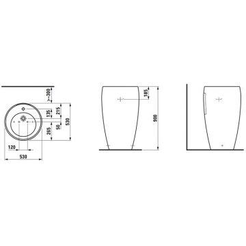Раковина напольная Laufen (Лауфен) Alessi One 53х53х90см, 1 отверстие, свободностоящие, покрытие LLC, цвет: белый 8.1197.2.400.104.1