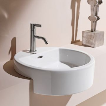 Раковина Laufen Living City 46х46х14 см, 1 отверстие, с дефектом, цвет: белый 8.1343.1.000.104.1 с черной точкой