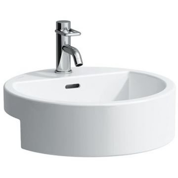 Раковина Laufen Living City 46х46х14 см, 1 отверстие, с дефектом, цвет: белый 8.1343.1.000.104.1 с черной точкой