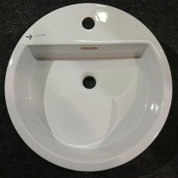 Раковина Laufen Living City 46х46х14 см, 1 отверстие, с дефектом, цвет: белый 8.1343.1.000.104.1 с черной точкой