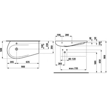 Раковина Laufen (Лауфен) Alessi One 90х50х16.5 см, 1 отверстие, покрытие LLC, цвет: белый 8.1497.5.400.104.1