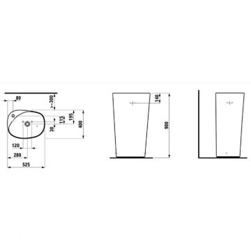 Раковина Laufen (Лауфен) Palomba 52.5х40х90 см, 1 отверстие, напольная, покрытие LLC, цвет: белый 8.1180.3.400.104.1