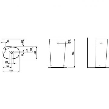 Раковина напольная Laufen (Лауфен) Palomba 52.5х40х90 см, 1 отверстие, сифон, цвет: белый 8.1180.3.000.104.1