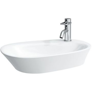 Раковина Laufen (Лауфен) Palomba -чаша 60х40х13 см, 1 отверстие, покрытие LLC, цвет: белый 8.1680.3.400.104.1