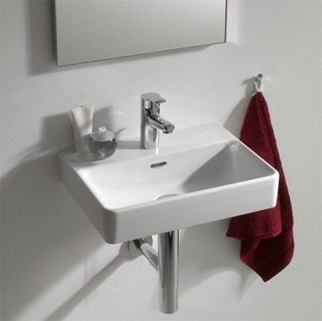 Раковина Laufen (Лауфен) Pro S 45х34х8.5 см, 1 отверстие, подвесная/на столешницу, c переливом, цвет: белый 8.1596.1.000.104.1