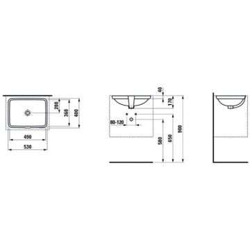 Раковина Laufen (Лауфен) Pro S встраиваемая снизу 49x36x17 см, цвет белый 8.1196.1.000.109.1