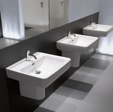 Раковина Laufen (Лауфен) Pro 55х48х11,5см, подвесная/накладная с 1 отверстие, c переливом, цвет: белый 8.1895.1.000.104.1