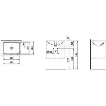 Раковина Laufen (Лауфен) Pro встраиваемая 49х36х17см, без отверстий, цвет: белый 8.1196.0.000.109.1