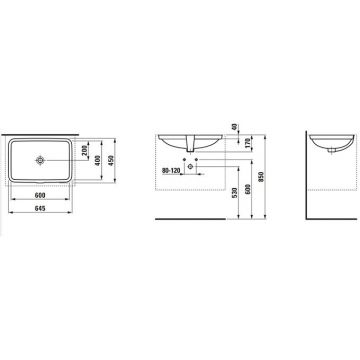 Раковина Laufen (Лауфен) Pro встраиваемая 60x40x17 см, c переливом, цвет: белый 8.1196.9.000.109.1