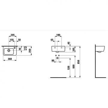Раковина Laufen (Лауфен) Pro мини 36х25х16,5 см, с 1 отверстие, цвет: белый 8.1695.5.000.106.1