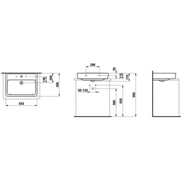 Раковина Laufen (Лауфен) Pro накладная 65x48x11.5 см, с 1 отверстие, цвет: белый 8.1795.3.000.104.1