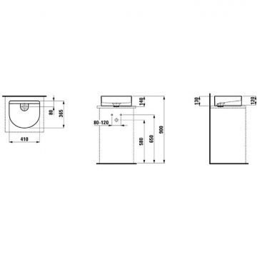 Раковина Laufen (Лауфен) Sonar 41x36.5х13 см, без отверстий, без перелива, цвет: белый 8.1234.2.000.112.1