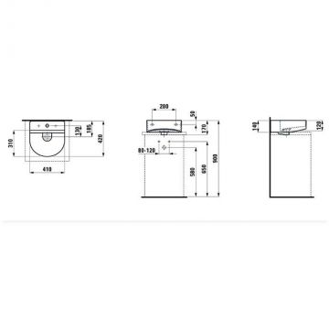 Раковина Laufen (Лауфен) Sonar 41x42х14 см, 1 отверстие, покрытие LLC, цвет: белый 8.1634.1.400.104.1