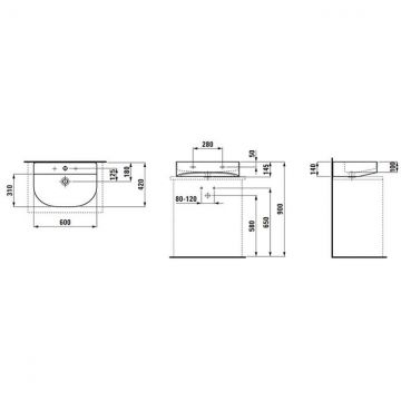 Раковина Laufen Sonar накладная 60x42x14см, с 1 отверстие, цвет: белый 8.1634.2.000.104.1