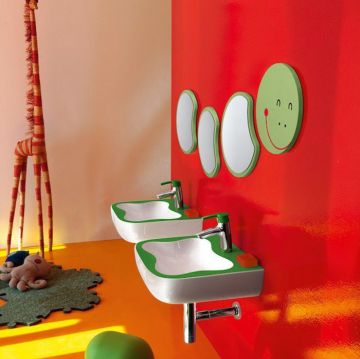 Раковина Laufen (Лауфен) Florakids подвесная 45х41х14cм, с 1 отверстие, цвет белый/зеленый 8.1503.1.072.104.1