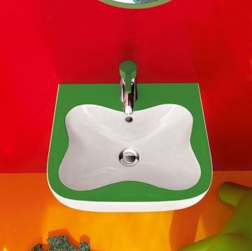 Раковина Laufen (Лауфен) Florakids подвесная 45х41х14cм, с 1 отверстие, цвет белый/зеленый 8.1503.1.072.104.1