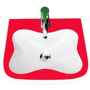 Раковина Laufen (Лауфен) Florakids подвесная 45х41х14cм, с 1 отверстие, цвет белый/красный 8.1503.1.062.104.1