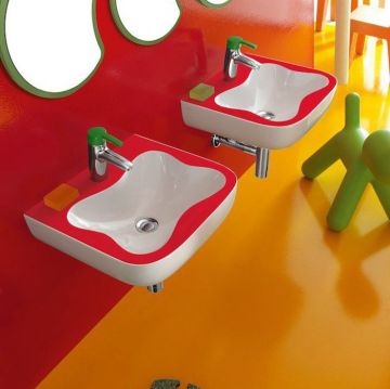 Раковина Laufen (Лауфен) Florakids подвесная 45х41х14cм, с 1 отверстие, цвет белый/красный 8.1503.1.062.104.1