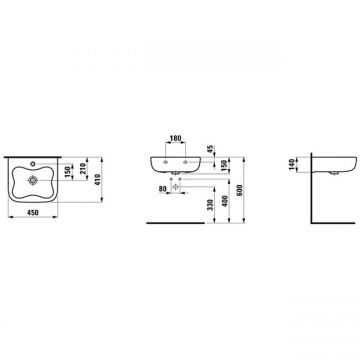 Раковина Laufen (Лауфен) Florakids подвесная 45х41х14cм, с 1 отверстие, цвет белый/красный 8.1503.1.062.104.1