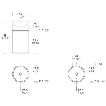Раковина Noorth milldue (Миллдуе) edition Roma I 45х88 см, без отверстий, напольная, без перелива, с донным клапаном, цоколь Rovere nero, цвет: Platino / белый матовый 2016.B