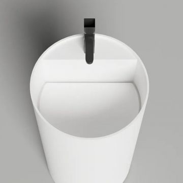 Раковина Salini (Салини) Armonia Round Top 01 напольная 45х45х90 см, слив в стену, без отверстий под смес, с декор.накладкой, мат-л: S-Sense, цвет: белый глянцевый 130411TG слив в стену