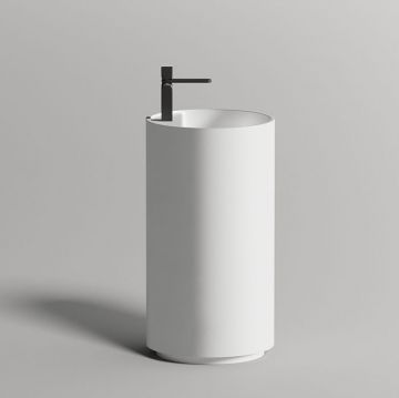 Раковина Salini (Салини) Armonia TOP 201 напольная 47х47х87cм., с 1 отверстие, донный клапан and Up and Down and , сифон, материал: S-Sense, цвет: белый глянцевый 130115G/слив в пол