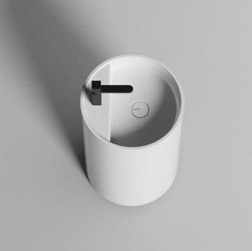 Раковина Salini (Салини) Armonia TOP 201 напольная 47х47х87cм., с 1 отверстие, донный клапан and Up and Down and , сифон, материал: S-Sense, цвет: белый глянцевый 130115G/слив в пол