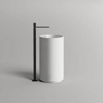 Раковина Salini (Салини) Armonia напольная слив в пол 47х47х87cм, без отверстий под смеситель, донный клапан and Up and Down and , сифон, S-Sense, цвет: белый глянцевый 130114G/слив в пол