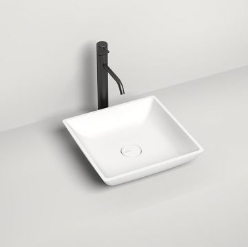 Раковина Salini (Салини) Callista накладная 38х38х8.5cм, без отверстий, без перелива, S-Sense, цвет: белый глянцевый 1101108G