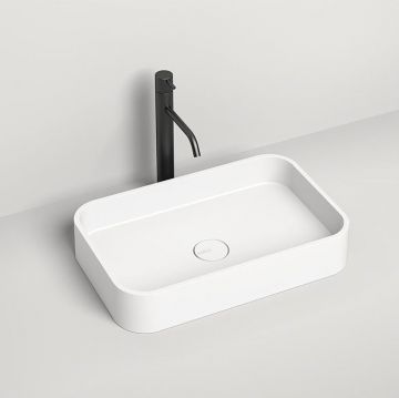 Раковина Salini (Салини) Callista накладная 54.5х34.5х10cм, без отверстий, без перелива, S-Stone, цвет: белый матовый 1101204SM