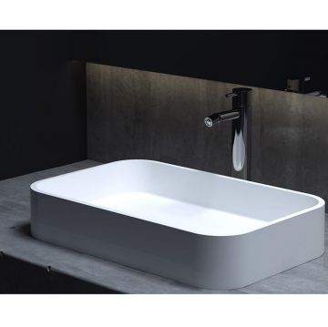 Раковина Salini (Салини) Callista накладная 54.5х34.5х10cм, без отверстий, без перелива, S-Stone, цвет: белый матовый 1101204SM