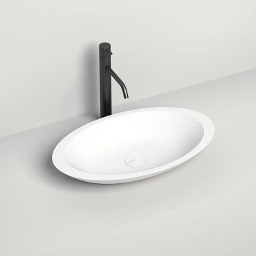 Раковина Salini Callista накладная 57.5х35х8.5 см, без отверстий, без перелива, S-Sense, цвет: белый глянцевый 1101102G
