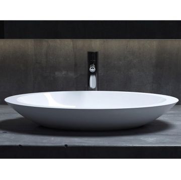 Раковина Salini (Салини) Callista накладная 57.5х35х8.5cм, без отверстий, без перелива, S-Stone, цвет: белый матовый 1101202SM