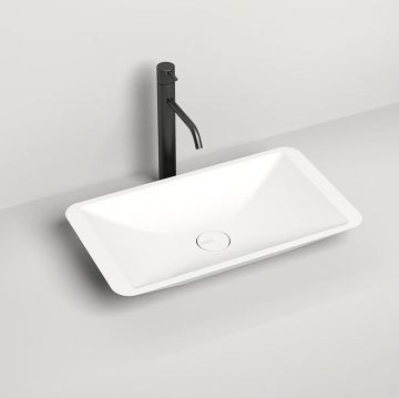 Раковина Salini (Салини) Callista накладная 57.5х35х9cм, без отверстий, без перелива, S-Stone, цвет: белый матовый 1101207SM