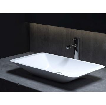 Раковина Salini (Салини) Callista накладная 57.5х35х9cм, без отверстий, без перелива, S-Stone, цвет: белый матовый 1101207SM