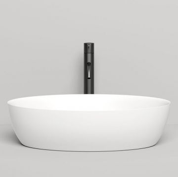 Раковина Salini (Салини) Alda накладная 58х35х15cм, без отверстий, без перелива, S-Sense, цвет: белый глянцевый 110611G