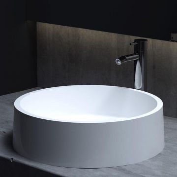 Раковина Salini (Салини) Gloria накладная 44х44х12.5cм, без отверстий, без перелива, S-Stone, цвет: белый матовый 1102201M