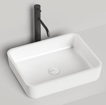 Раковина Salini (Салини) Gloria накладная 48х38х12cм, без отверстий, без перелива, S-Stone, цвет: белый матовый 1102209M