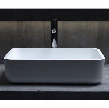 Раковина Salini (Салини) Gloria накладная 48х38х12cм, без отверстий, без перелива, S-Stone, цвет: белый матовый 1102209M