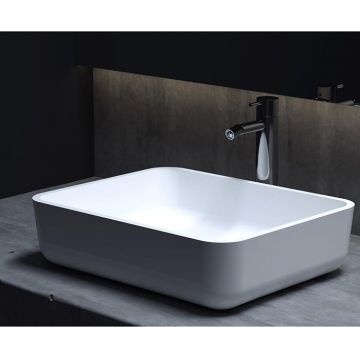 Раковина Salini (Салини) Gloria накладная 48х38х12cм, без отверстий, без перелива, S-Stone, цвет: белый матовый 1102209M