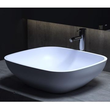Раковина Salini Gloria накладная 49.5х44.5х15 см, без отверстий, без перелива, S-Stone, цвет: белый матовый 1102208M