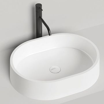 Раковина Salini (Салини) Gloria накладная 56х44х12.5cм, без отверстий, без перелива, S-Stone, цвет: белый матовый 1102211M