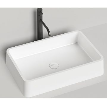 Раковина Salini (Салини) Gloria накладная 59.5х39.5х12.5cм, без отверстий, без перелива, S-Stone, цвет: белый матовый 1102207M