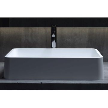 Раковина Salini (Салини) Gloria накладная 59.5х39.5х12.5cм, без отверстий, без перелива, S-Stone, цвет: белый матовый 1102207M