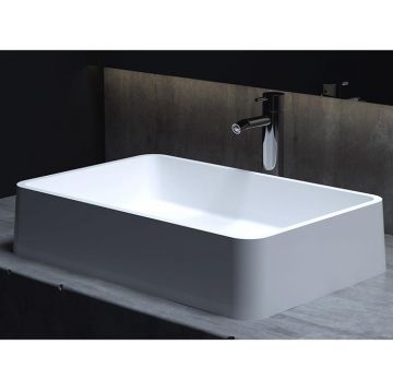 Раковина Salini (Салини) Gloria накладная 59.5х39.5х12.5cм, без отверстий, без перелива, S-Stone, цвет: белый матовый 1102207M