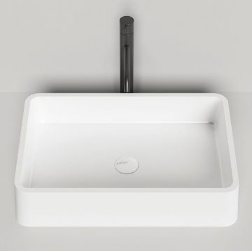 Раковина Salini (Салини) Gloria накладная 59.5х39.5х12.5cм, без отверстий, без перелива, S-Stone, цвет: белый матовый 1102207M