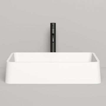 Раковина Salini (Салини) Gloria накладная 59.5х39.5х12.5cм, без отверстий, без перелива, S-Stone, цвет: белый матовый 1102207M