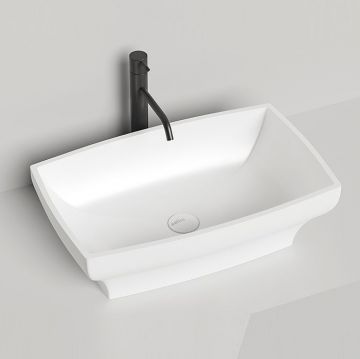 Раковина Salini (Салини) Gloria накладная 60х38х15cм, без отверстий, без перелива, S-Stone, цвет: белый матовый 1102204M