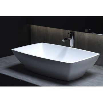 Раковина Salini (Салини) Gloria накладная 60х38х15cм, без отверстий, без перелива, S-Stone, цвет: белый матовый 1102204M